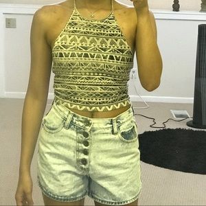 SEXY HALTER TOP AZTEC BLACK AND WHITE